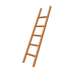 A simple wooden ladder is isolated on a black background
