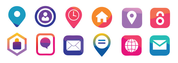 contact icon set collection illustration