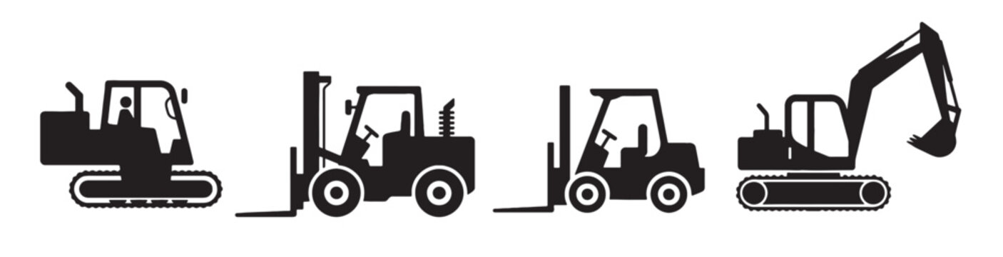heavy equipment icons forklift excavator bulldozer