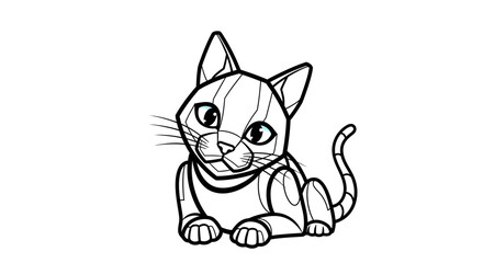 Obraz premium Adorable black and white cartoon cat illustration with simple design.