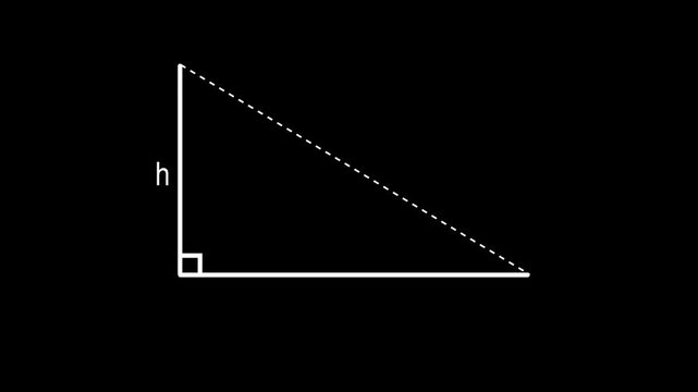 Right triangle diagram with height labeled h and right angle symbol