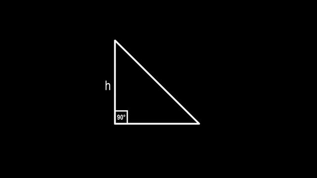 Right triangle diagram with height labeled h and right angle symbol