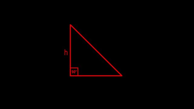 Diagram of a right triangle showing height h and a right angle symbol