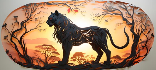 silhouette of liger dryad,generative AI