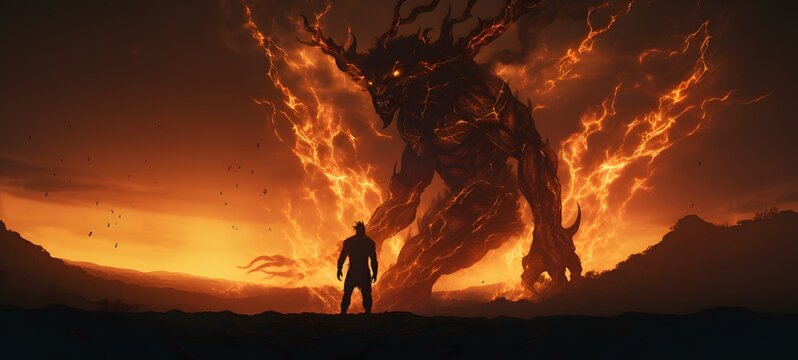 silhouette of ifrit ,generative AI