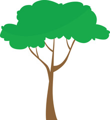 Green tree with a brown trunk and branches, symbolizing nature's vitality and growth, perfect for environmental themes and natural beauty illustrations