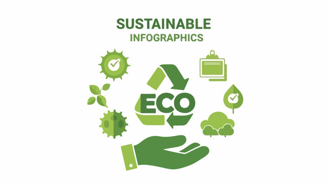 Sustainable eco-friendly infographic with green icons