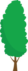 A simple cartoon illustration of a deciduous tree with a brown trunk and a full green canopy, perfect for educational materials or nature-themed designs