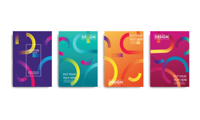 Obraz premium Abstract Colorful Modern Cover Design Set with Dynamic Shapes