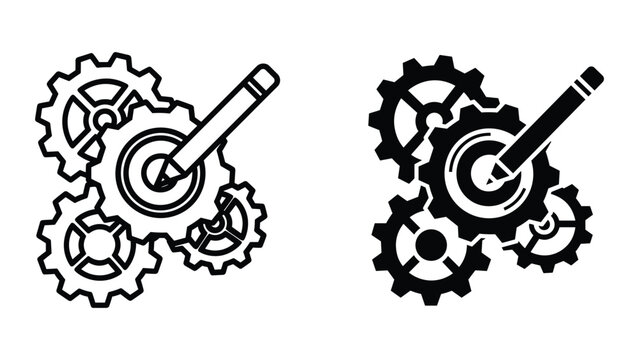 Mechanical gears with lever vector illustration