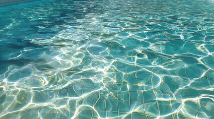 Obraz premium Rippling Turquoise Swimming Pool Water with Sunlight Reflections