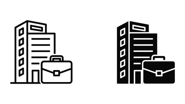 Corporate office building with briefcase icon