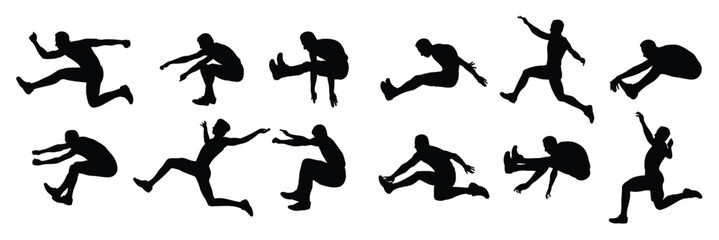 long jump man silhouette illustration set  © Yimd