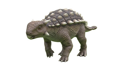 Fototapeta premium A detailed ankylosaurus dinosaur model with a textured body and spiked armor on a transparent