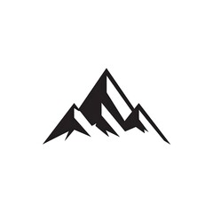 Simple black mountain peak design isolated against a white background for creative purposes