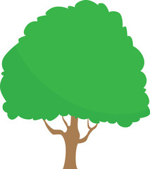 A vibrant green deciduous tree with a sturdy brown trunk and a full, lush canopy, symbolizing nature's beauty and growth
