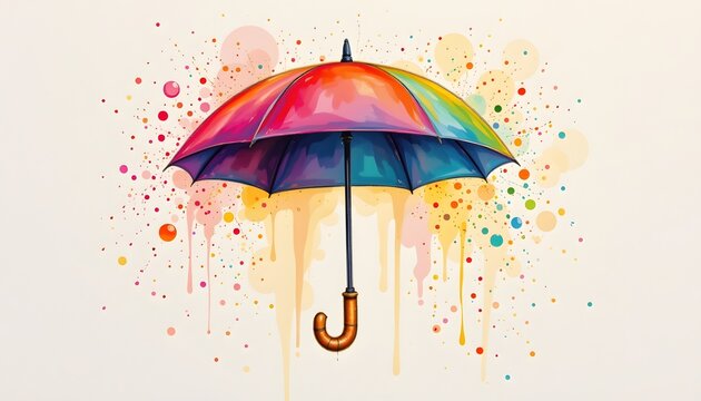 Watercolor umbrella single obj