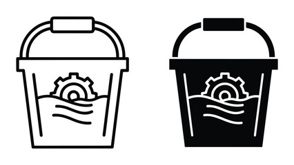 Paint bucket with gear icon in white and black