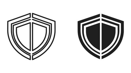 Black and white shield logo design on white background