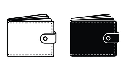 Black and white wallet icon set