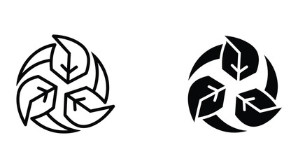 Black and white leaf logo design on white background