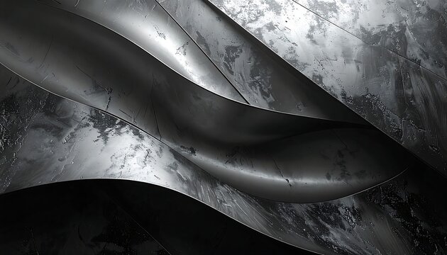 Abstract, metallic curves and texture in a grayscale composition