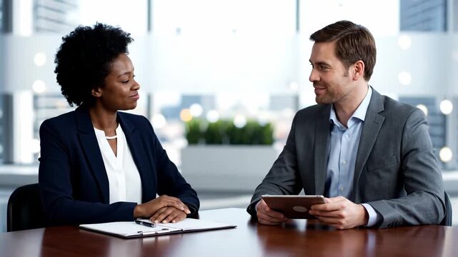 Business Meeting - Diverse Professionals Discuss Strategy in Modern Office.