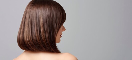Naklejka premium Woman with shiny brown bob haircut