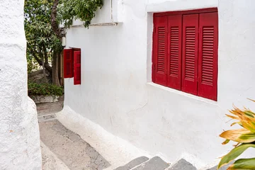 Fototapete Rund Enge Straßen Narrow streets of Anafiotika area in ancient Athens  © Anna Bogush
