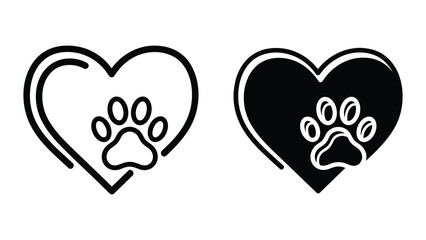 Heart with dog paw print logo design © Jahidul