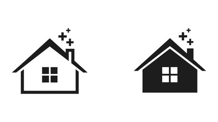 Fototapeta premium Black house icon set with cross symbol on white background