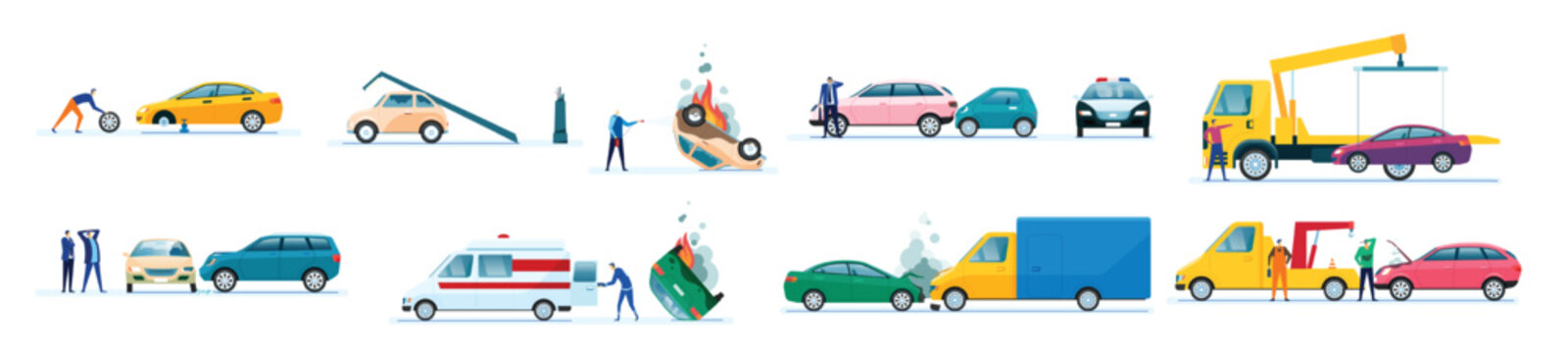 car accidents damaged or crashed transport vehicles