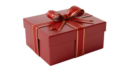 Obraz premium A red gift box with a ribbon bow isolated on transparent background