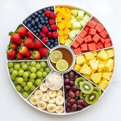 Vibrant Assortment of Fresh Fruits Arranged on Platter for Healthy Eating