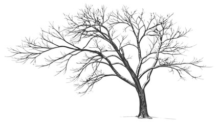 Obraz premium Detailed Pencil Sketch of a Bare Winter Tree.