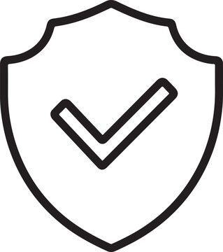 Shield with a checkmark indicating protection security reliability and verified data integrity