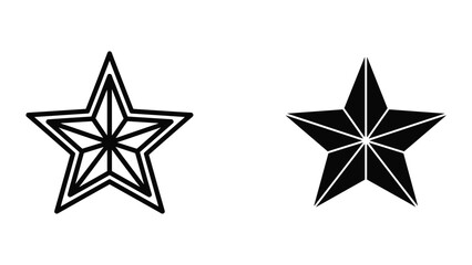 Fototapeta premium Black star icon set on white background