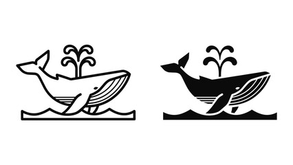 Simple whale logo design in black and white color © Jahidul