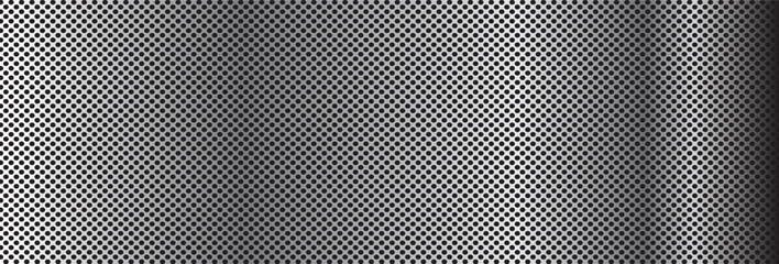 Perforated Metal Mesh Background With Symmetrical Holes and Industrial Geometric Design. A close-up view of a metallic surface with circle. Vector © Elmns