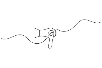 Obraz premium Hair dryer continuous one line art drawing in a minimal clean outline style