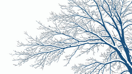 Fototapeta premium Winter Tree Branches Covered in Snow Illustration 1.