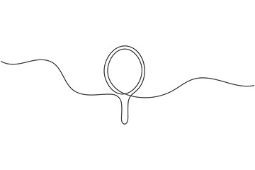 Obraz premium Hand mirror continuous line art drawing for beauty and grooming minimal vector icon