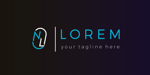 The NL initials logo is outlined in white and blue. NL Initials Logo Design Template Vector Illustration
