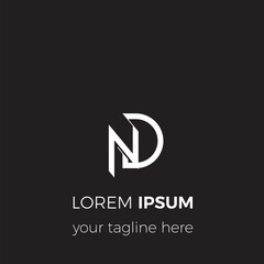 ND initials logo. An elegant and professional ND letter icon design with a monogram letter logo on a simple black background.