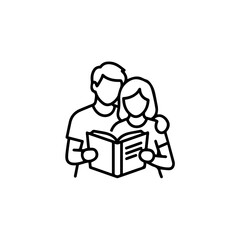 Couple reading book together Vector
