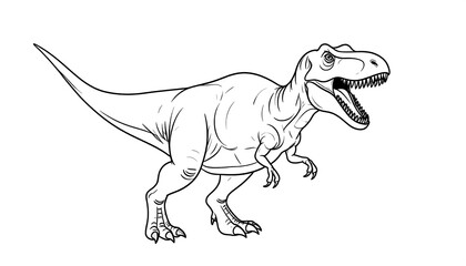 Black and white illustration of a Tyrannosaurus Rex in profile