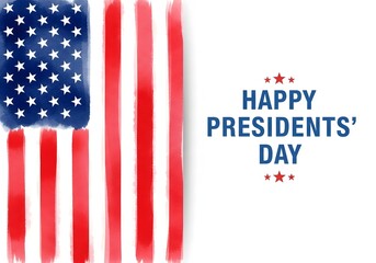 Happy Presidents&rsquo; Day Illustration with American Flag on White Background