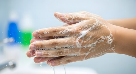 Fototapeta premium Washing hands with soap and water
