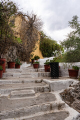 Narrow streets of Anafiotika area in ancient Athens