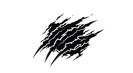 A dynamic black scratch mark design with jagged edges and sharp lines resembling claw marks silhouette high quality professional detailed modern